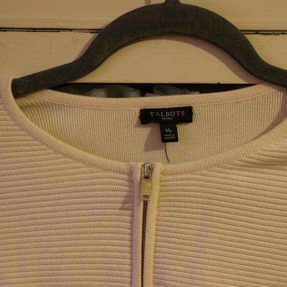 NEW Talbots Creme Ribbed Zip-Up - Picture 3 of 5
